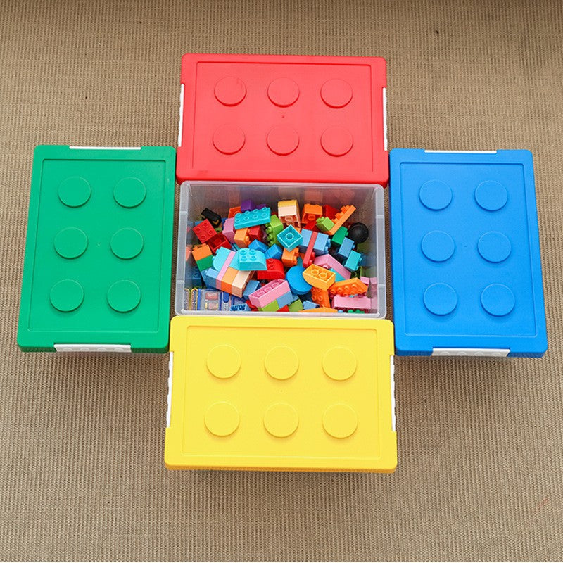 boite rangement plastique briques construction sol