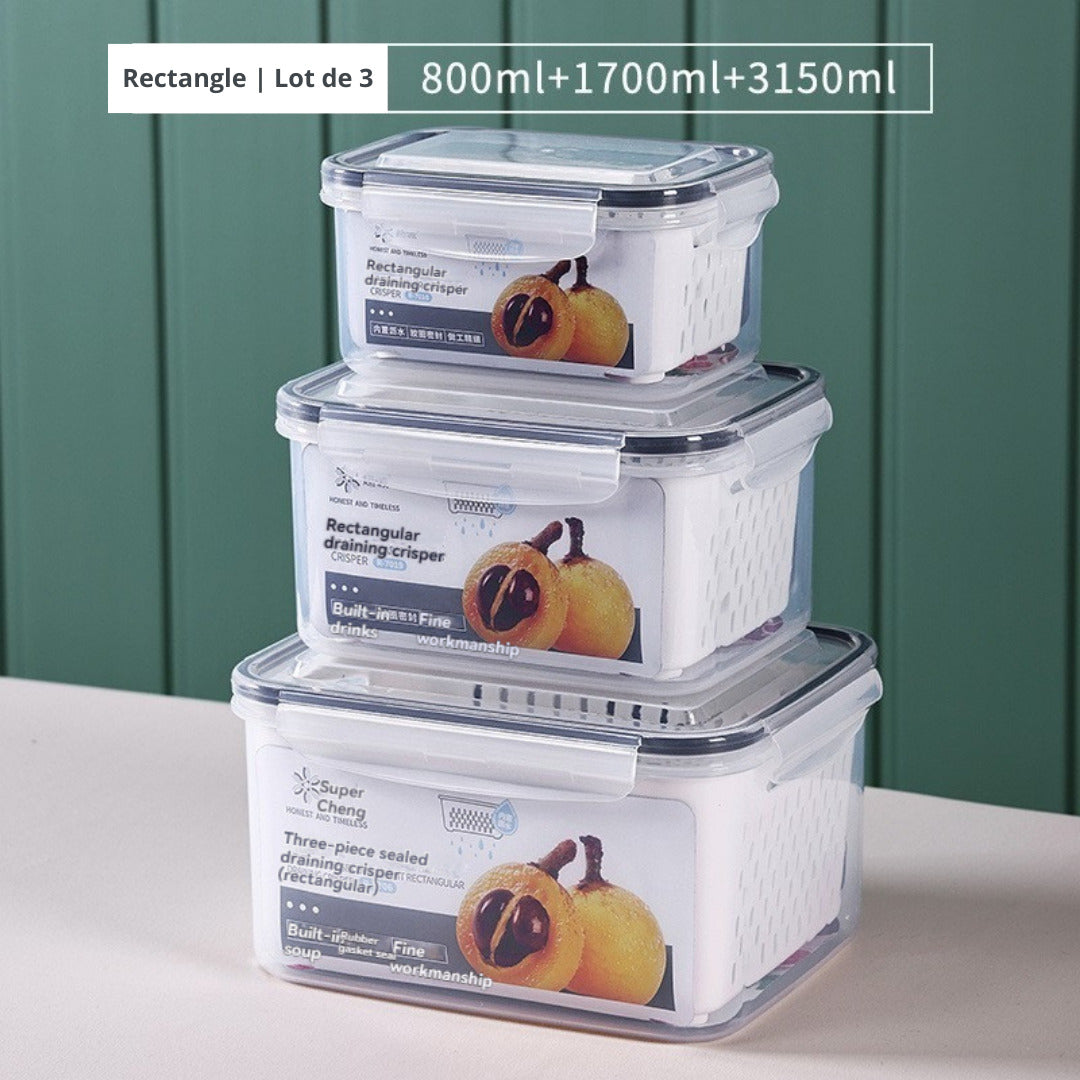 boites de rangement pour frigo rectangles lot de 3