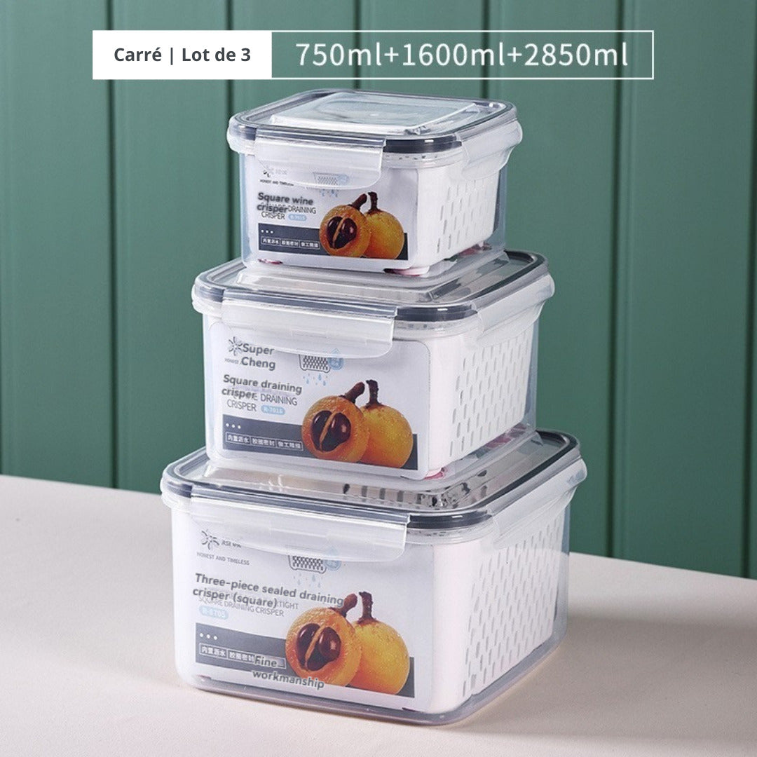 boites de rangement pour frigo carrées lot de 3