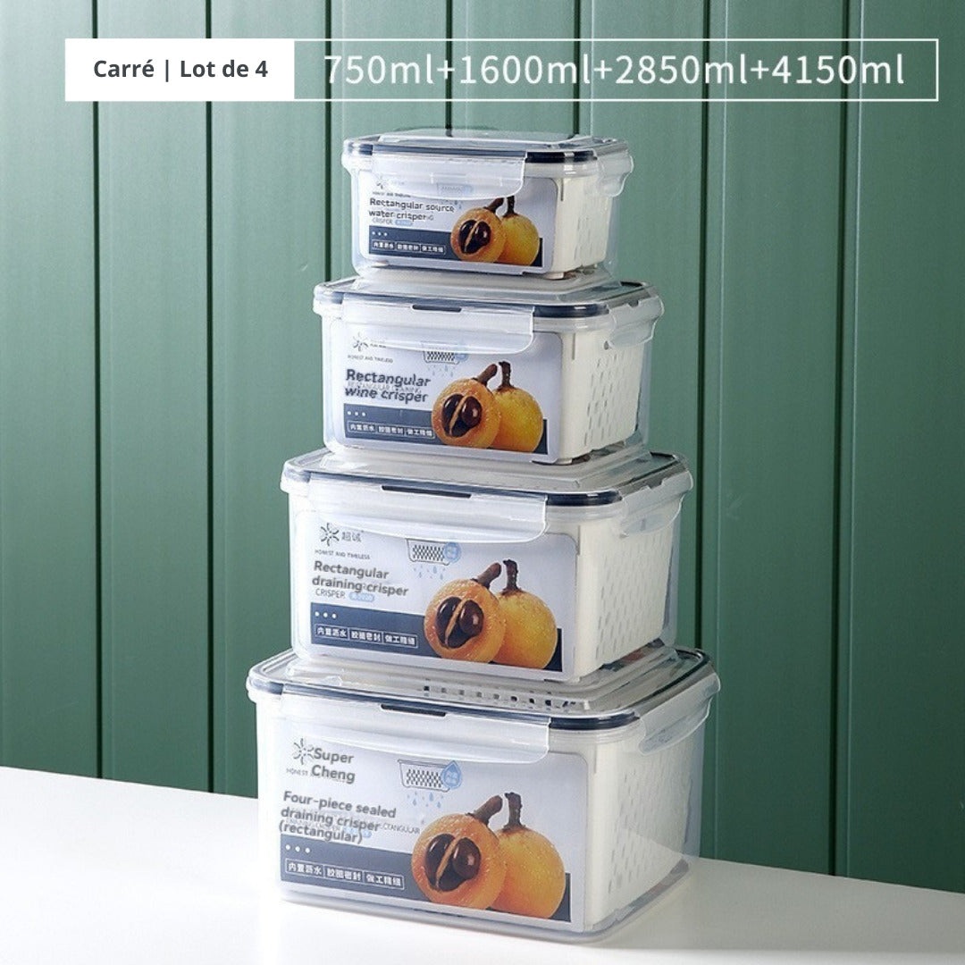 boites de rangement pour frigo carrées lot de 4