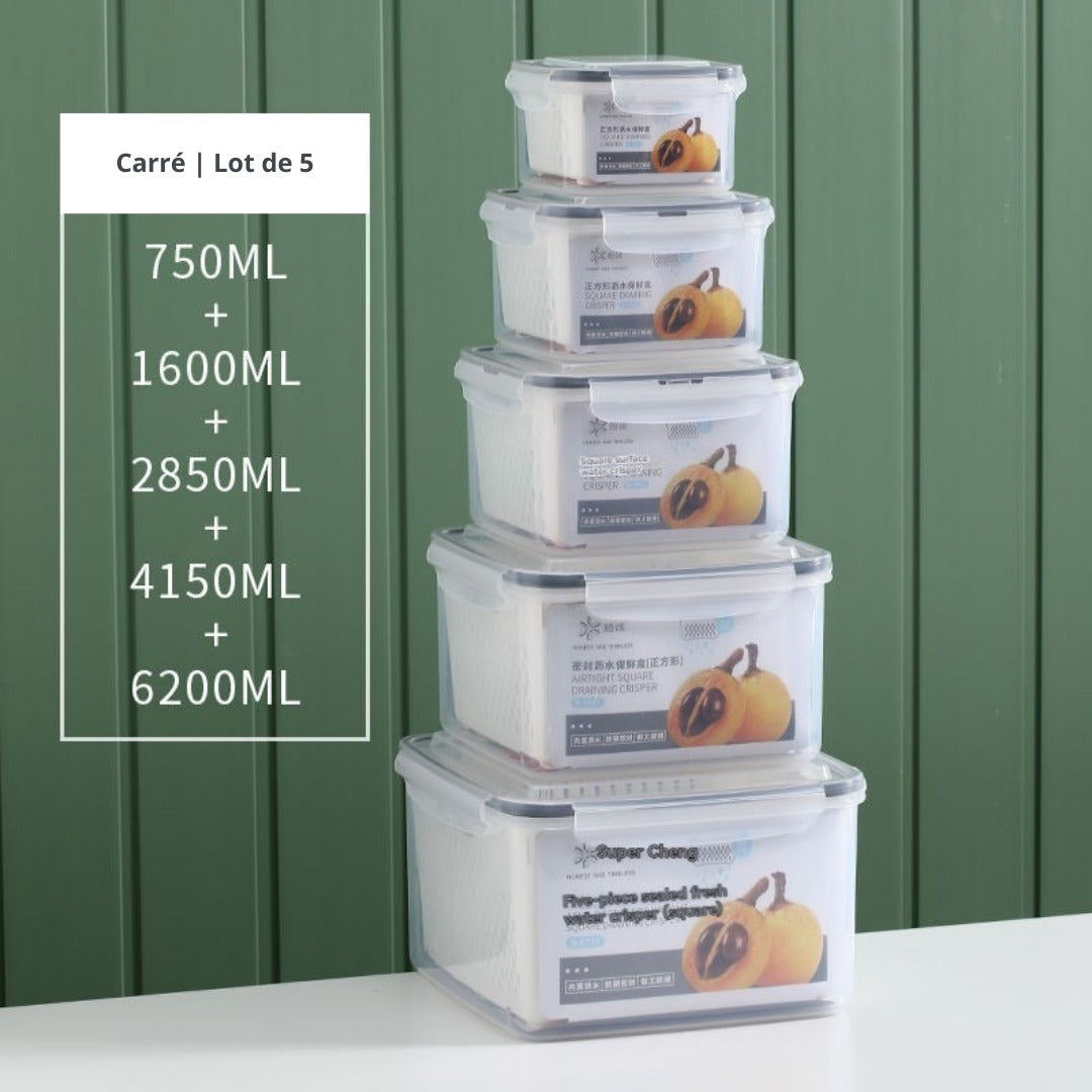 boites de rangement pour frigo carrées lot de 5