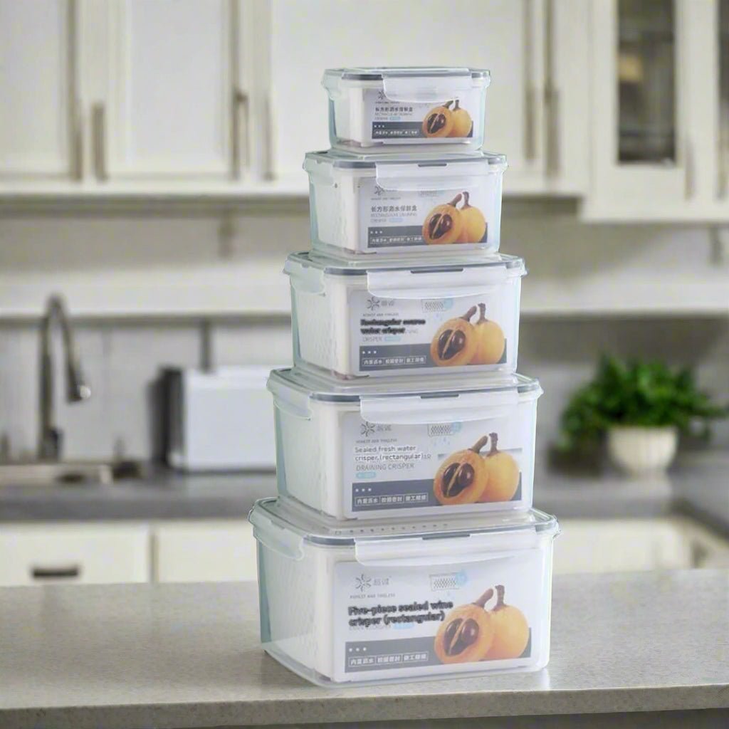 boites de rangement pour frigo rectangles lot de 5