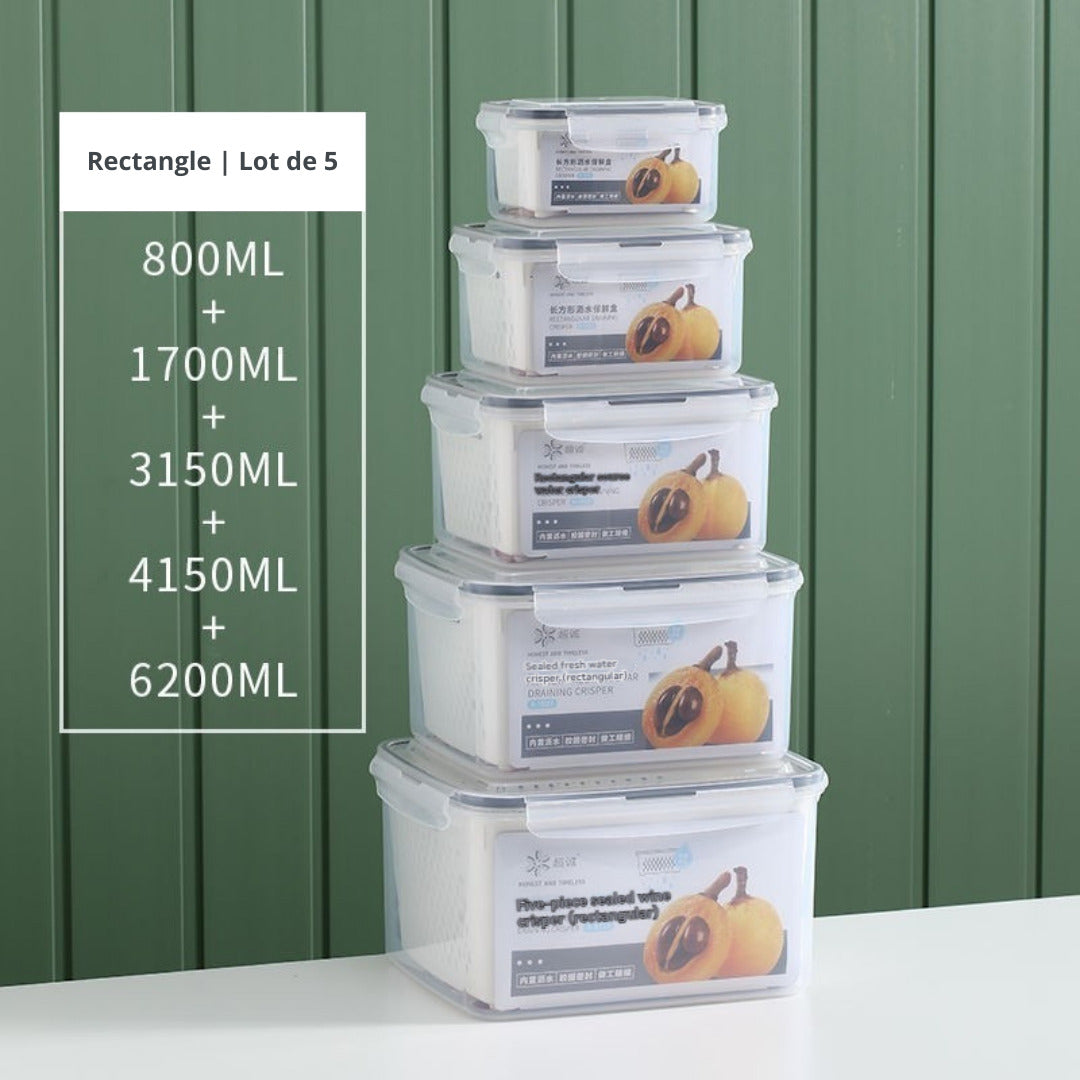 boites de rangement pour frigo rectangles lot de 5