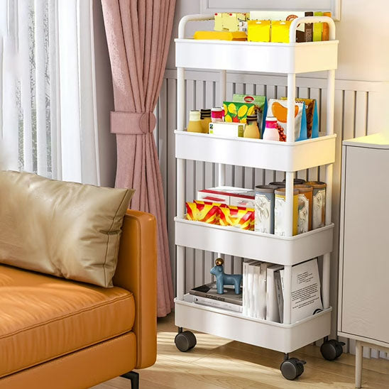 chariot de rangement blanc