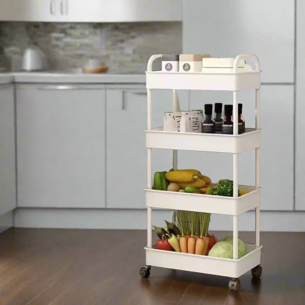 chariot de rangement blanc