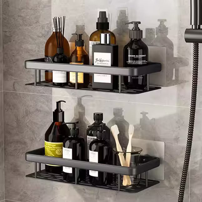 étagère murale pour salle de bain double noir