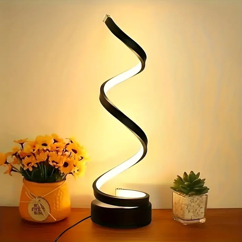 lampe de chevet design en spirale avec embout transparent