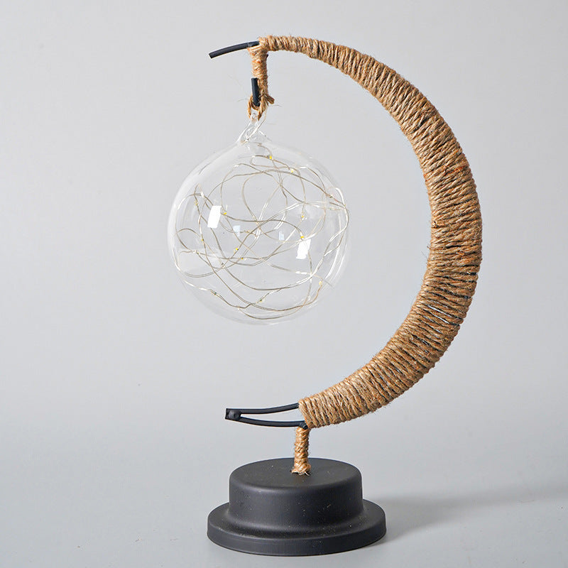 lampe de chevet quartier de lune corde tressée