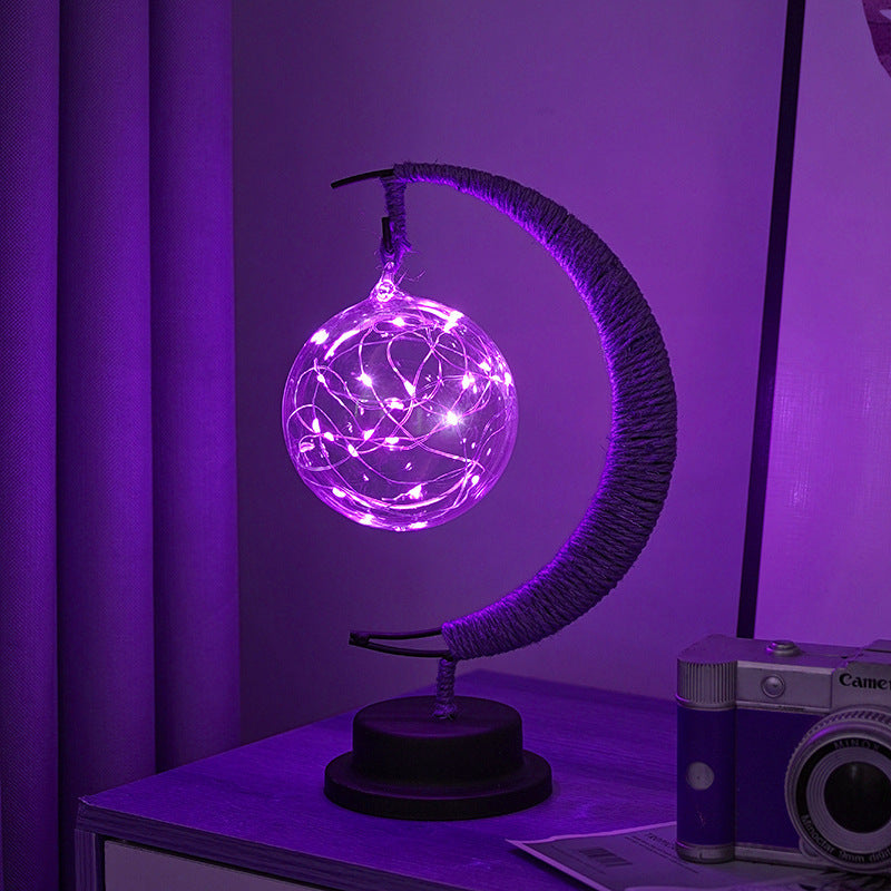 lampe de chevet quartier de lune violet