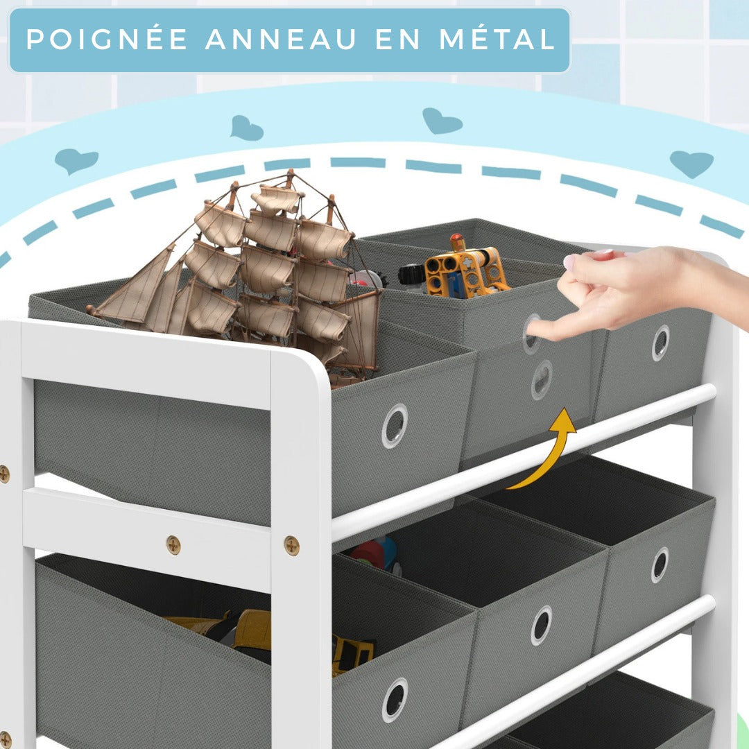 meuble rangement jouet poignée anneau métal