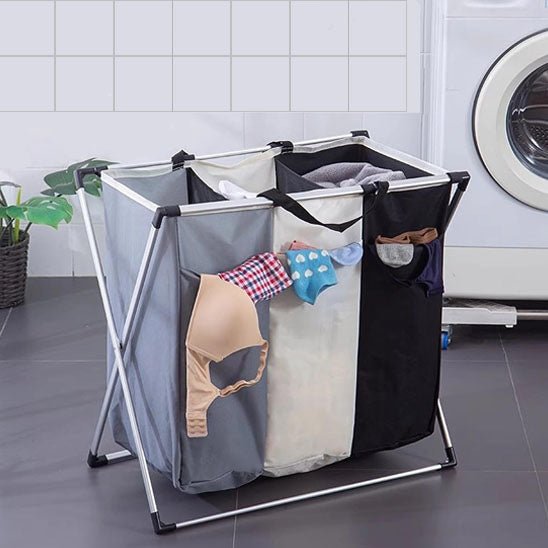 panier à linge 3 compartiments linge sale buanderie