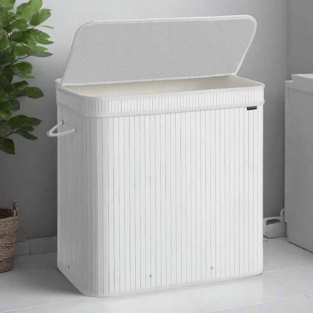 panier à linge blanc salle de bain