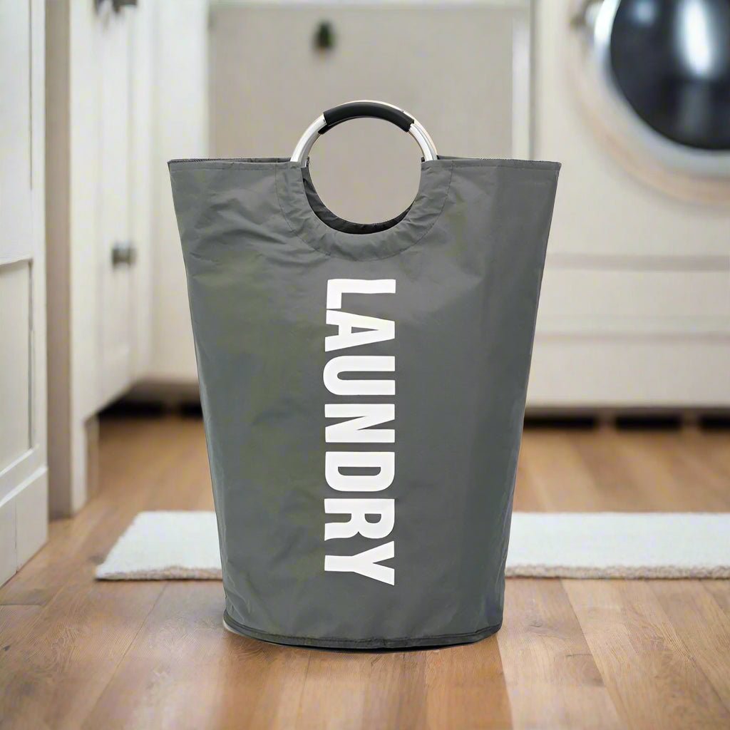 panier à linge pliable gris salle de bain