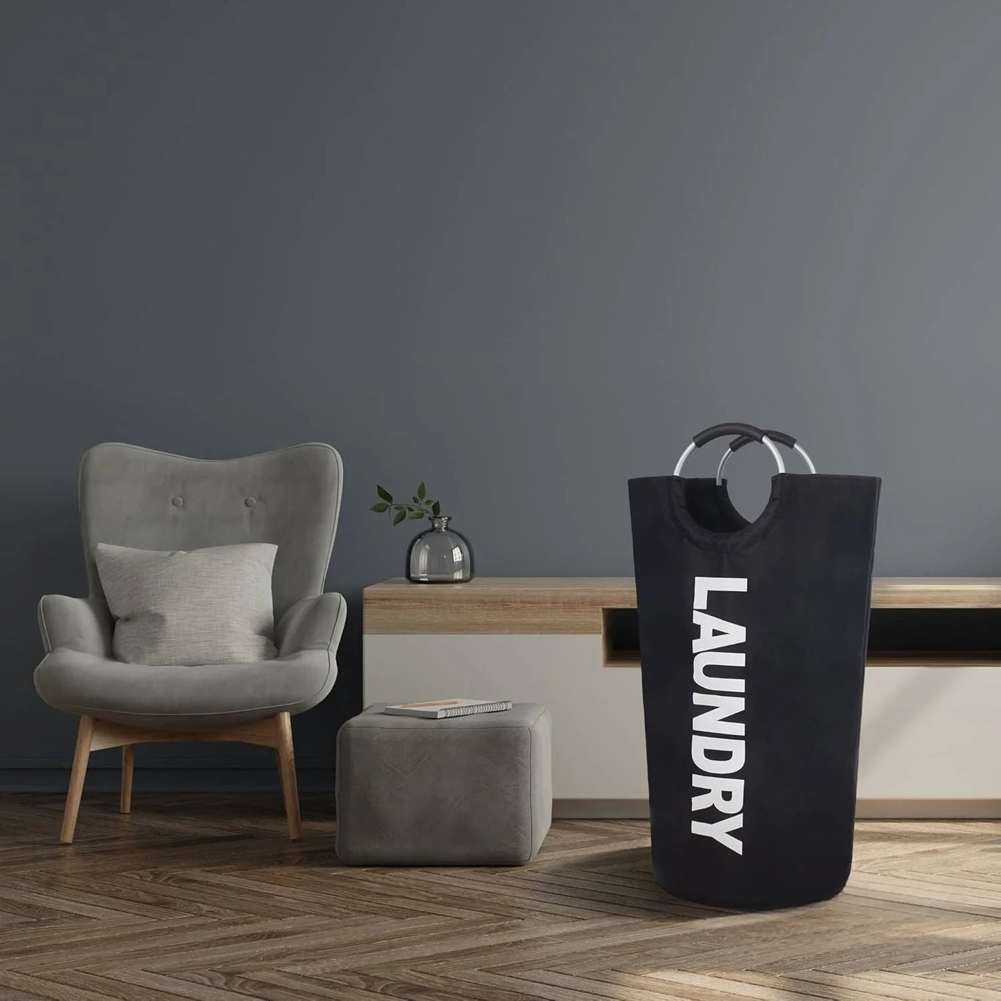panier à linge pliable noir salon