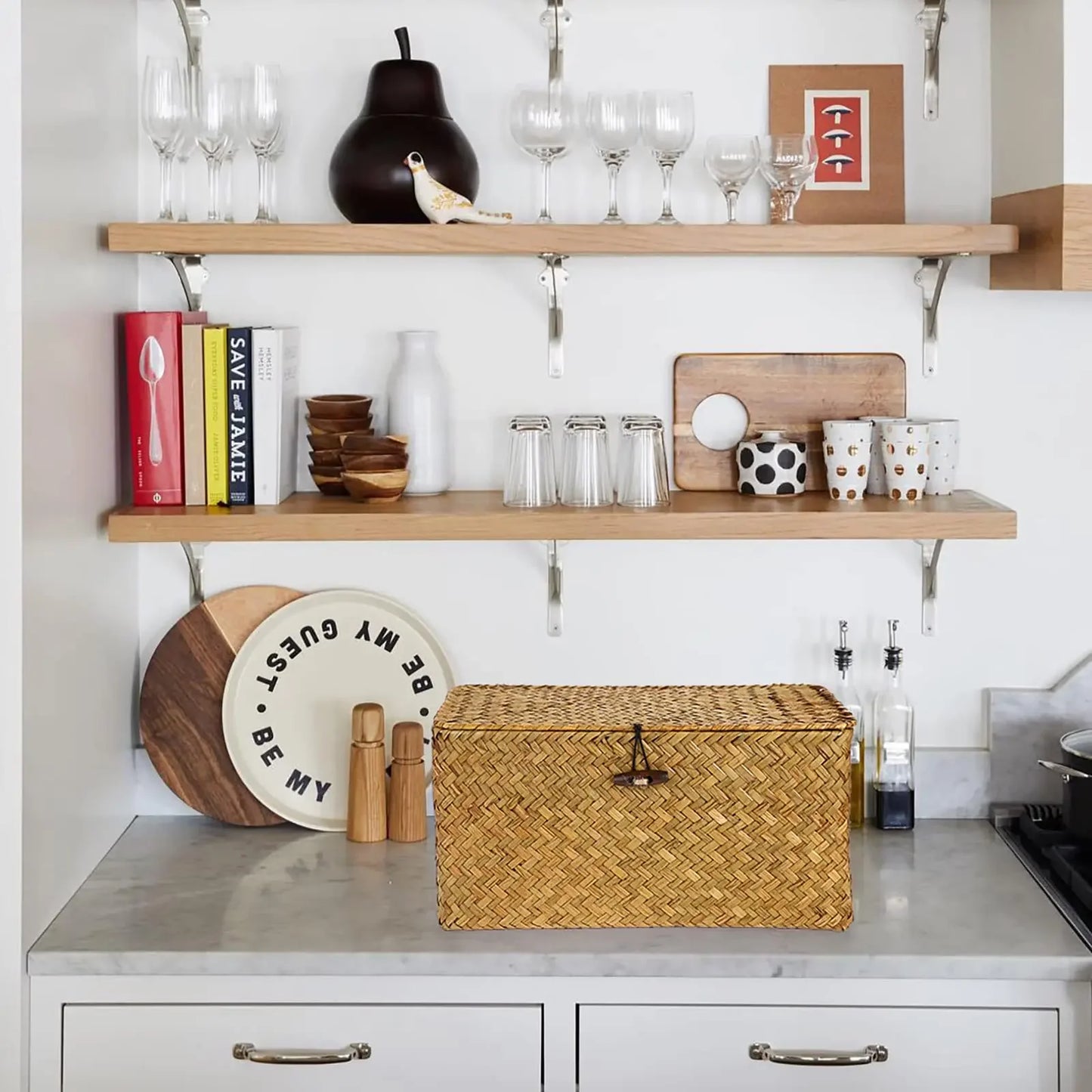panier de rangement salle de bain tissé comptoir cuisine