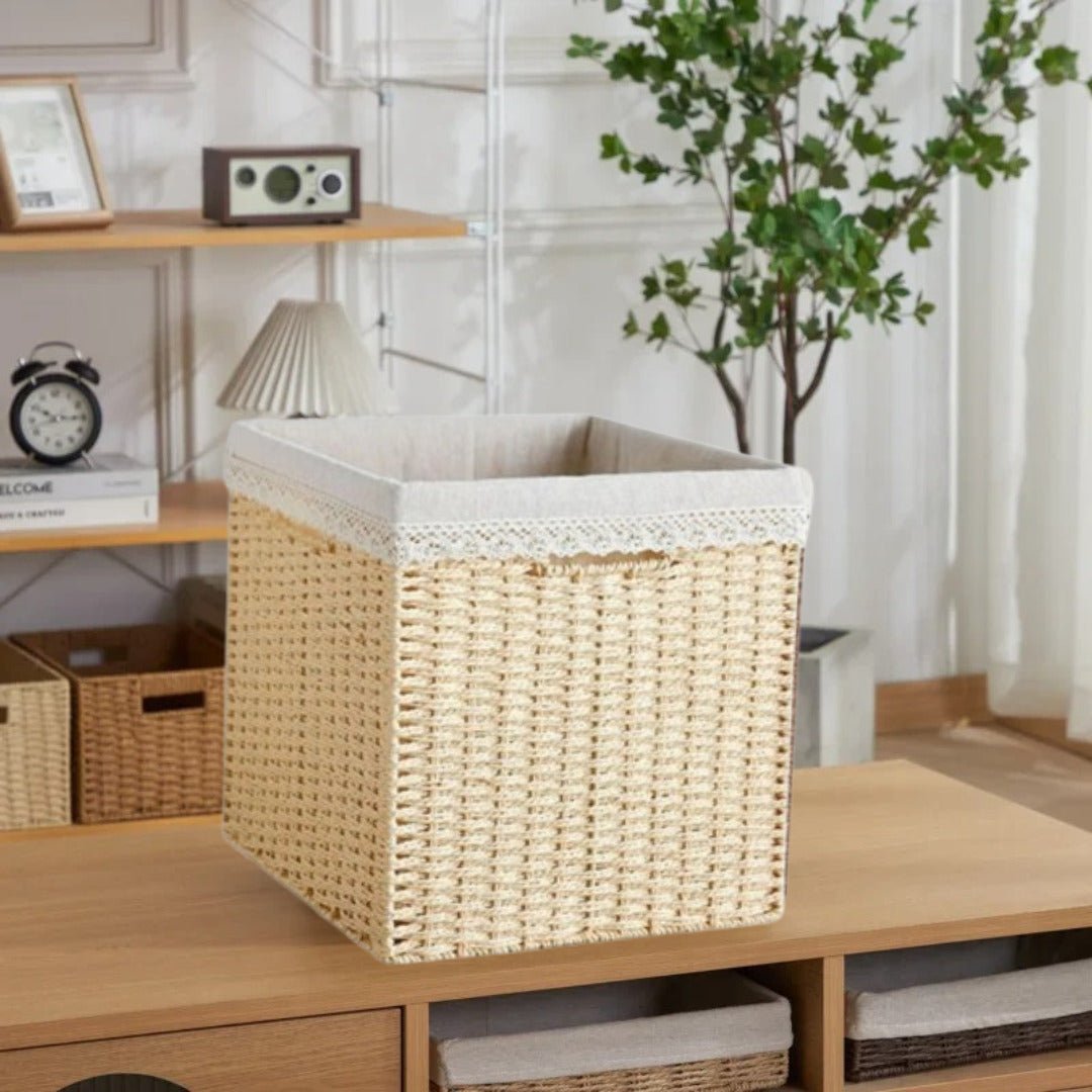 panier de rangement beige grand