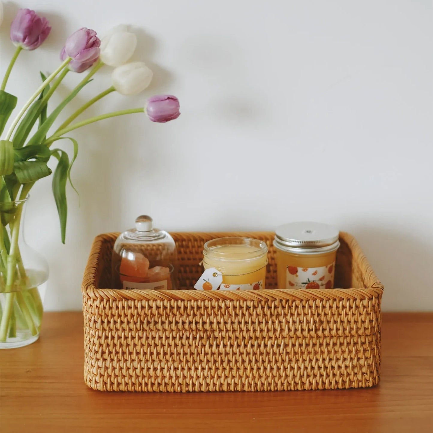 paniers en osier pour rangement moyen
