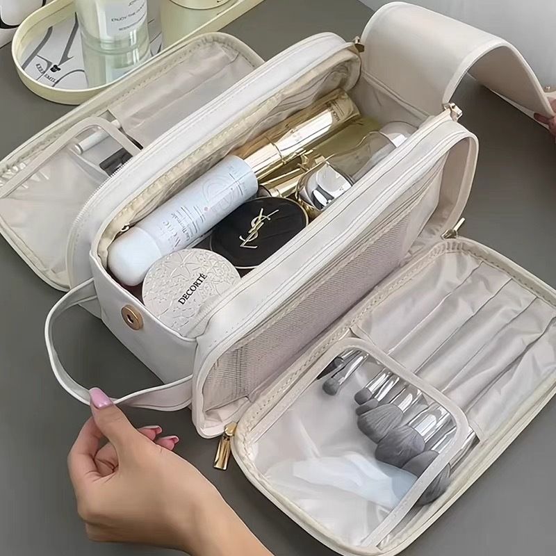 trousse de toilette femme cuir pu blanche