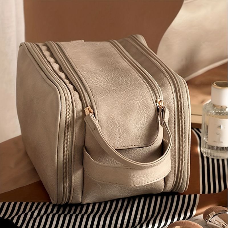 trousse de toilette femme cuir pu maquillage