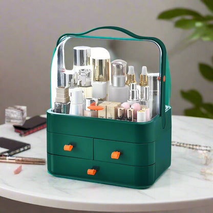 boite à rangement maquillage vert table