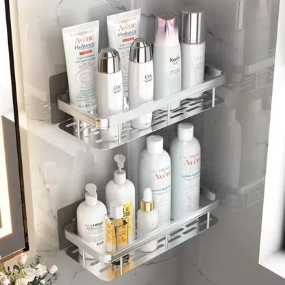 étagère murale pour salle de bain double argent