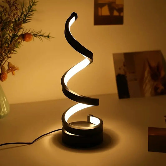 lampe de chevet design en spirale avec embout noir