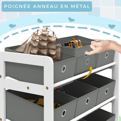 meuble rangement jouet poignée anneau métal
