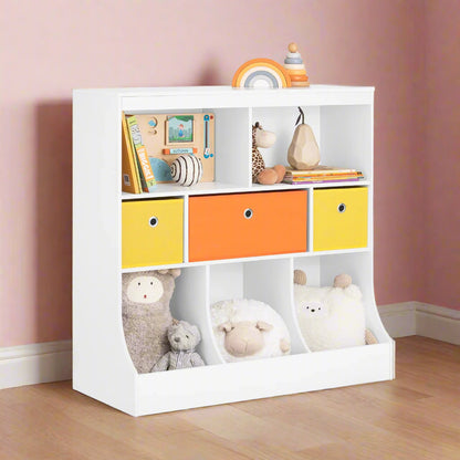 meuble rangement pour jouet jaune blanc orange