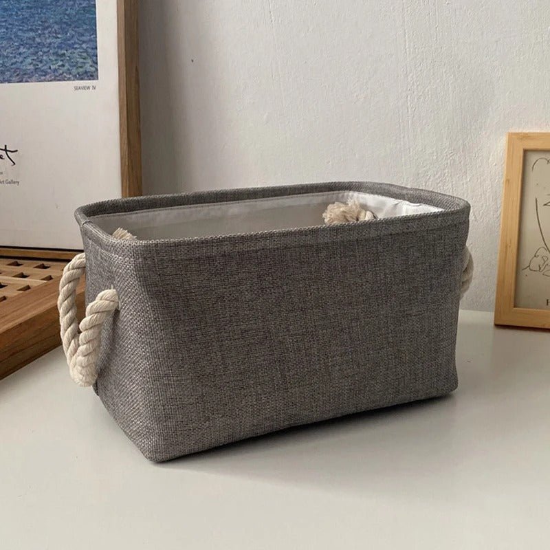 panier de rangement en lin gris