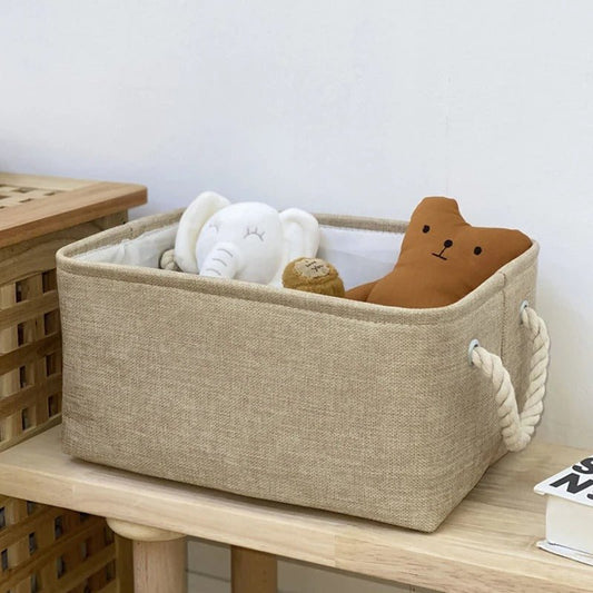 panier de rangement en lin beige