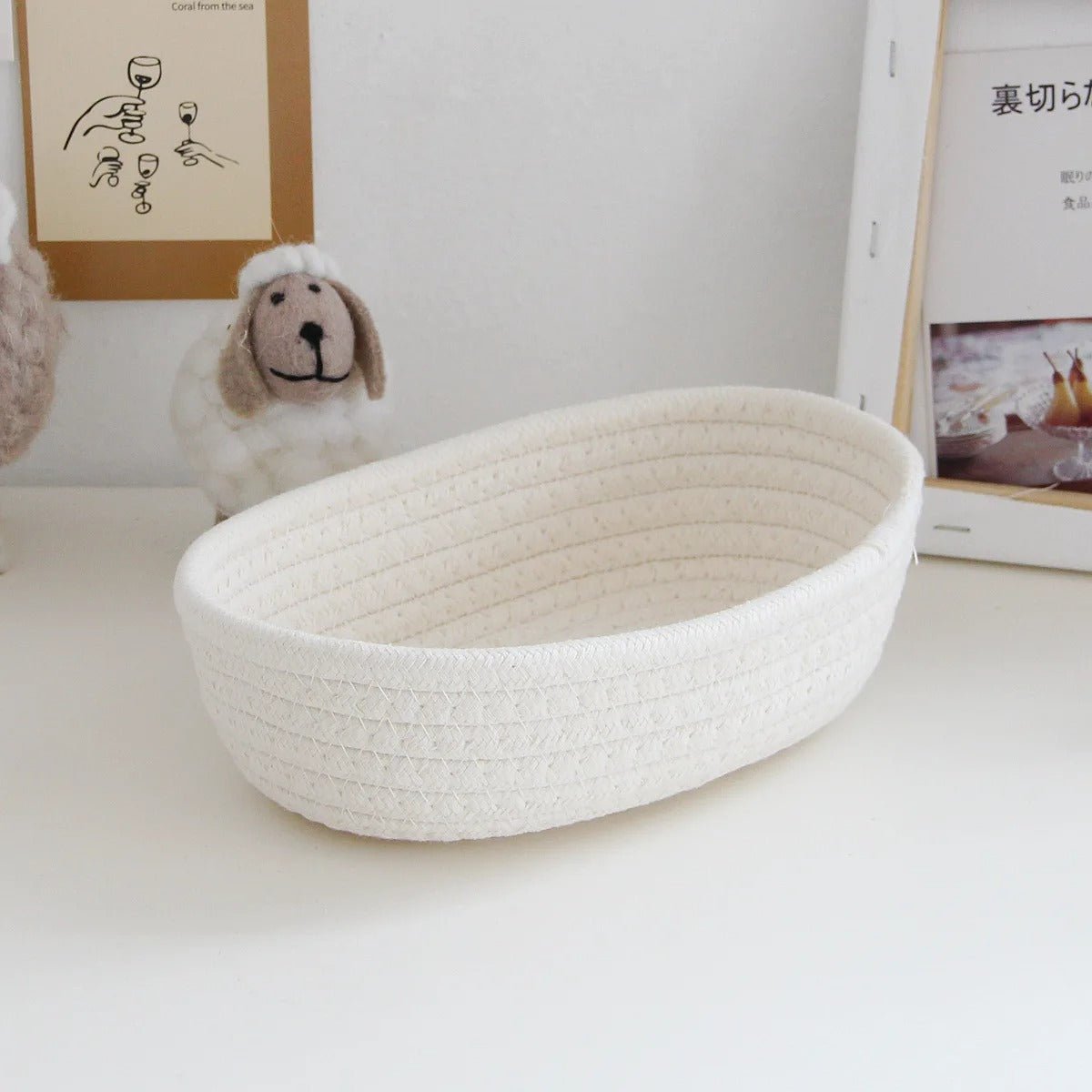 panier de rangement en coton blanc