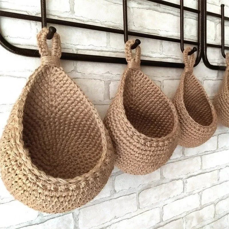 paniers de rangement tissés suspendus cuisine