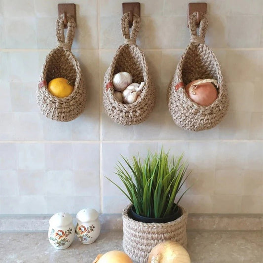 paniers de rangement tissés cuisine suspendu