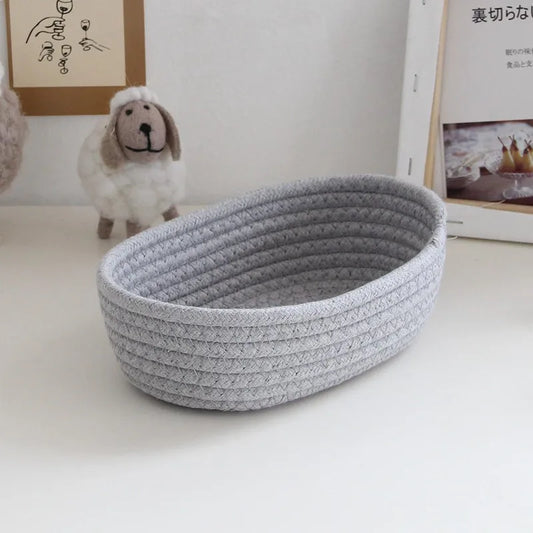 panier de rangement en coton gris