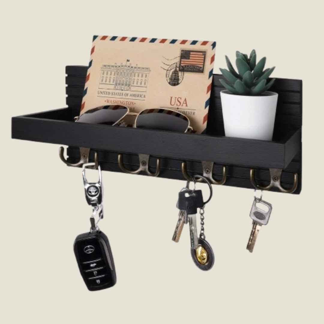 étagère murale porte clés mural noir